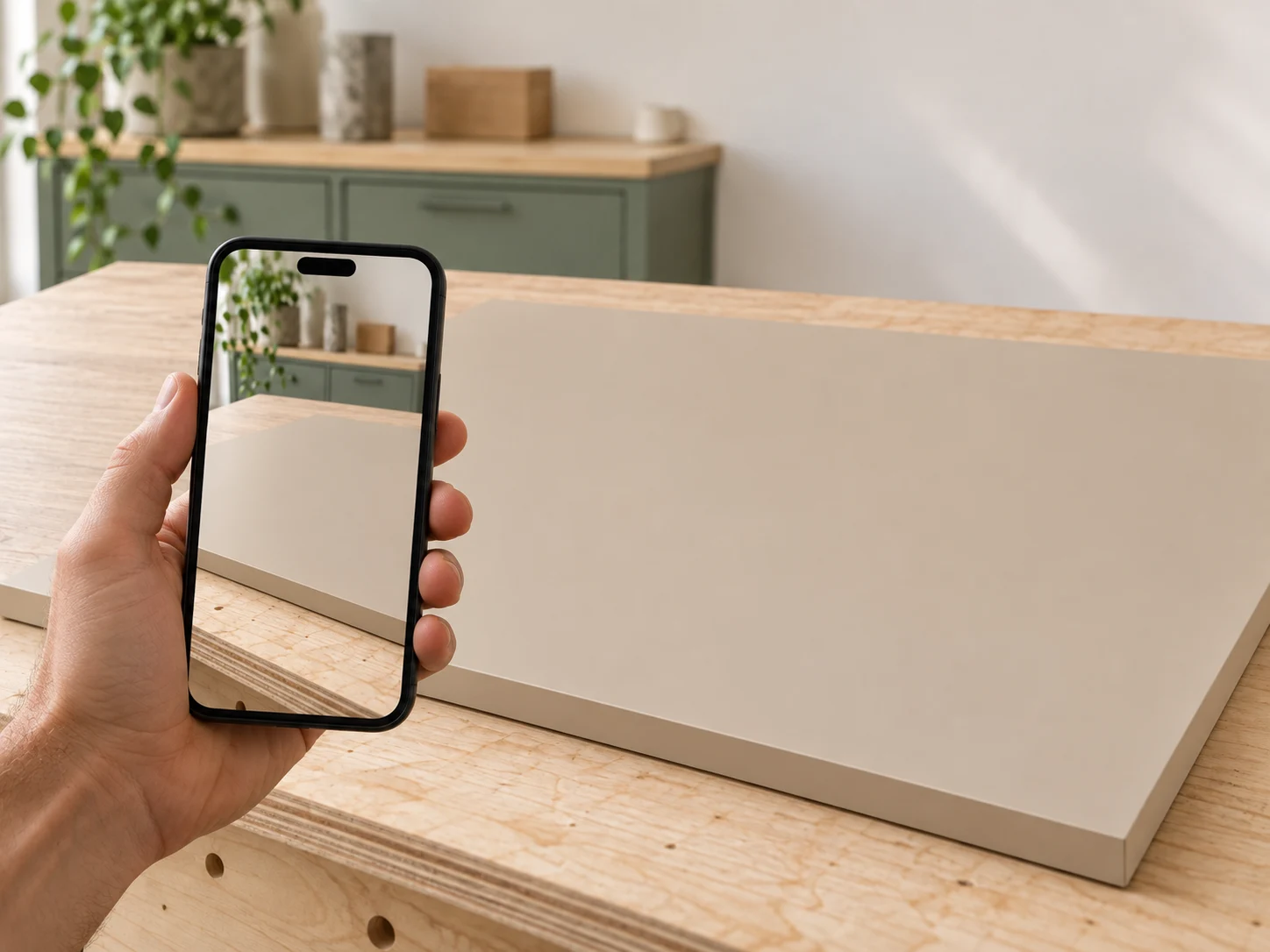 Simulazione: una mano fotografa un pannello integro da valutare